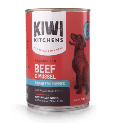 Kiwi Kitchens Grass Fed Beef & Mussel Dinner Canned Wet Puppy Food 375G